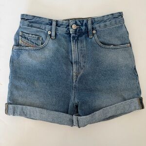 Diesel Women's Denim Shorts Boyfriend Blue W24 High Rise Relaxed Fit Pre Owned